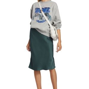 ANINE BING SILK GREEN MIDI SKIRT NWT